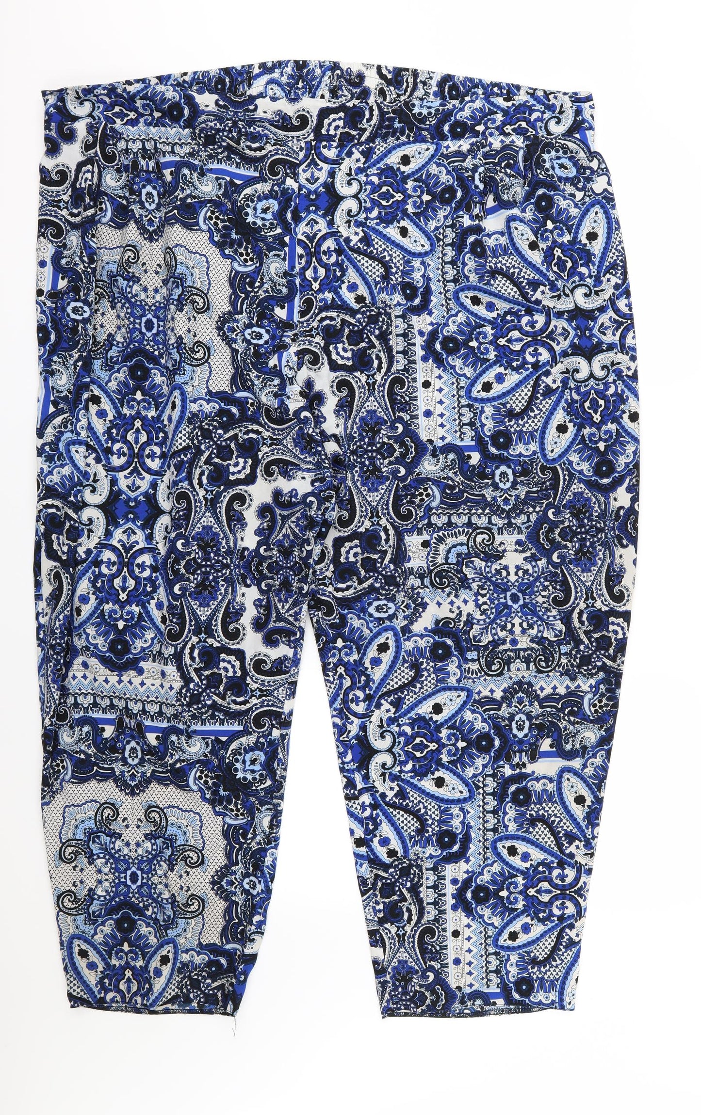 Evans Womens Blue Floral Chiffon Trousers  Size 30 L27 in