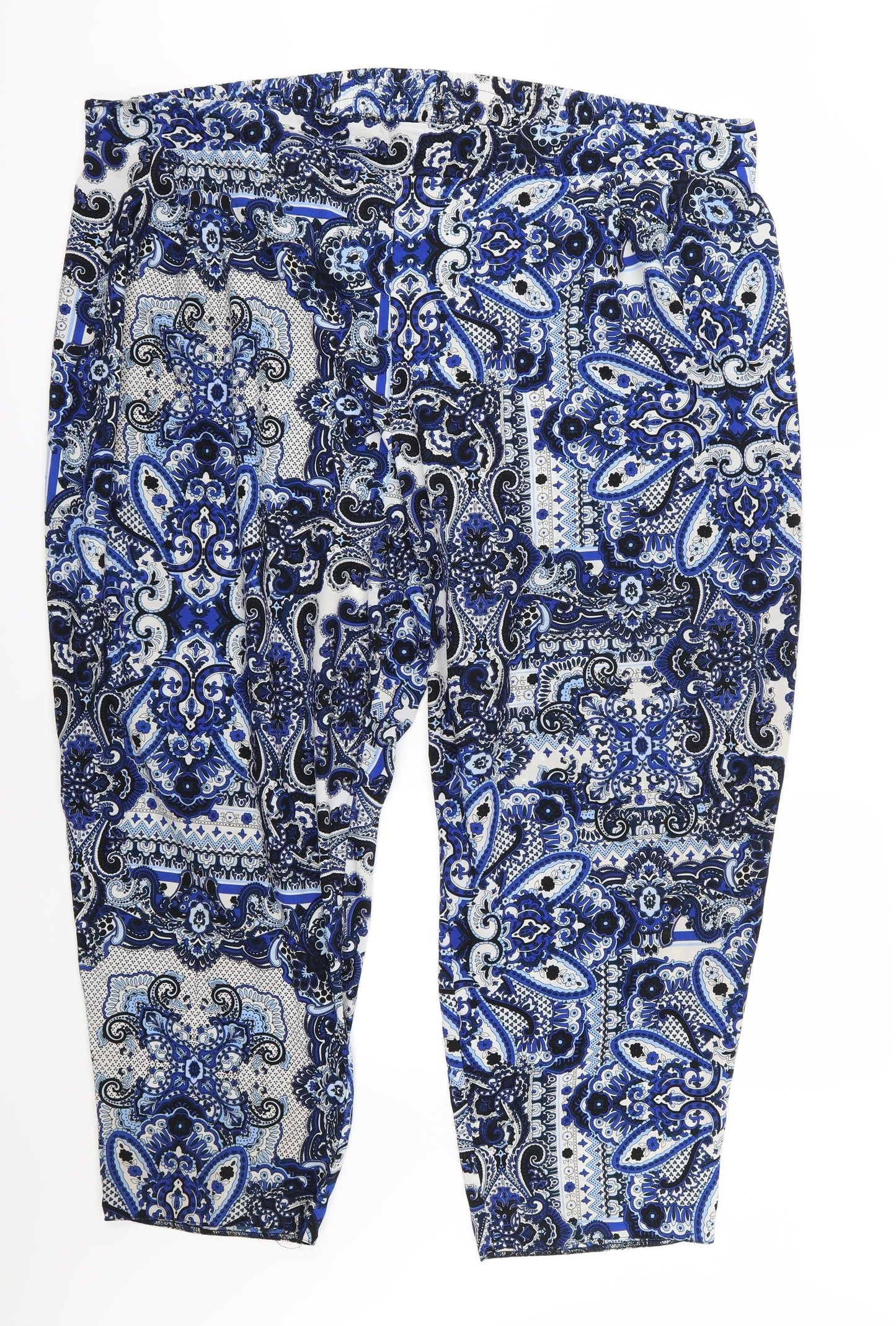 Evans Womens Blue Floral Chiffon Trousers  Size 30 L27 in