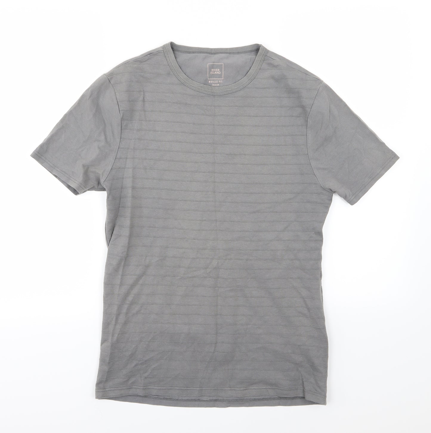 River Island Mens Grey  Jersey  T-Shirt Size M  - Muscle Fit