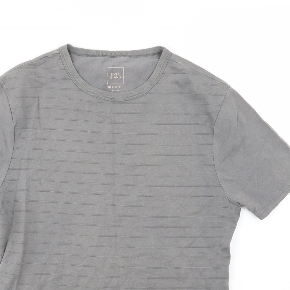 River Island Mens Grey  Jersey  T-Shirt Size M  - Muscle Fit