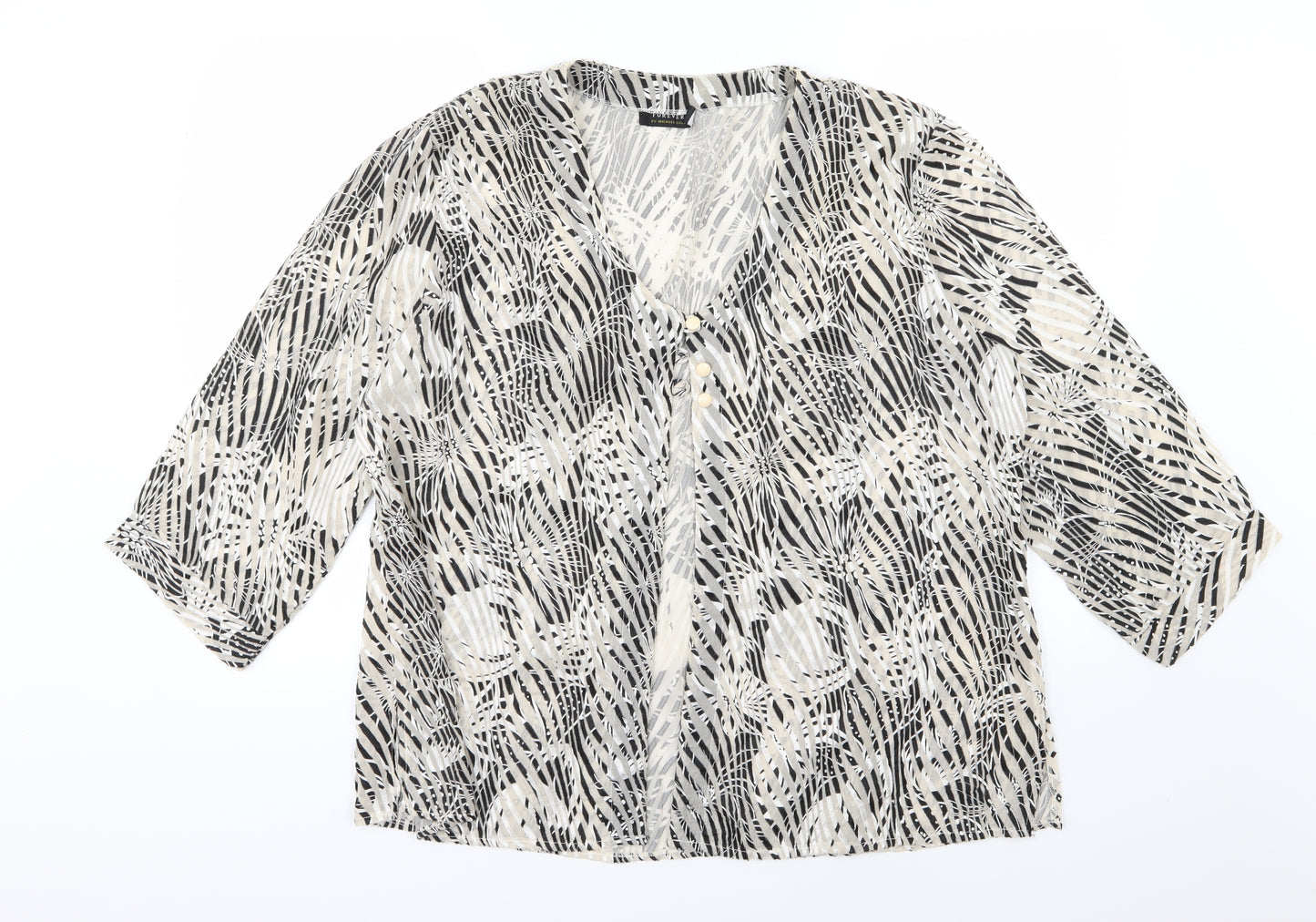 Michael Gold Womens Brown Floral  Basic Blouse Size 2XL