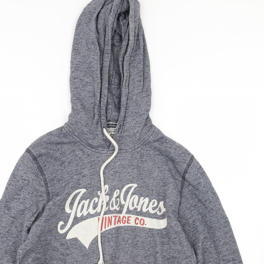 JACK & JONES Mens Blue  Jersey Pullover Hoodie Size M