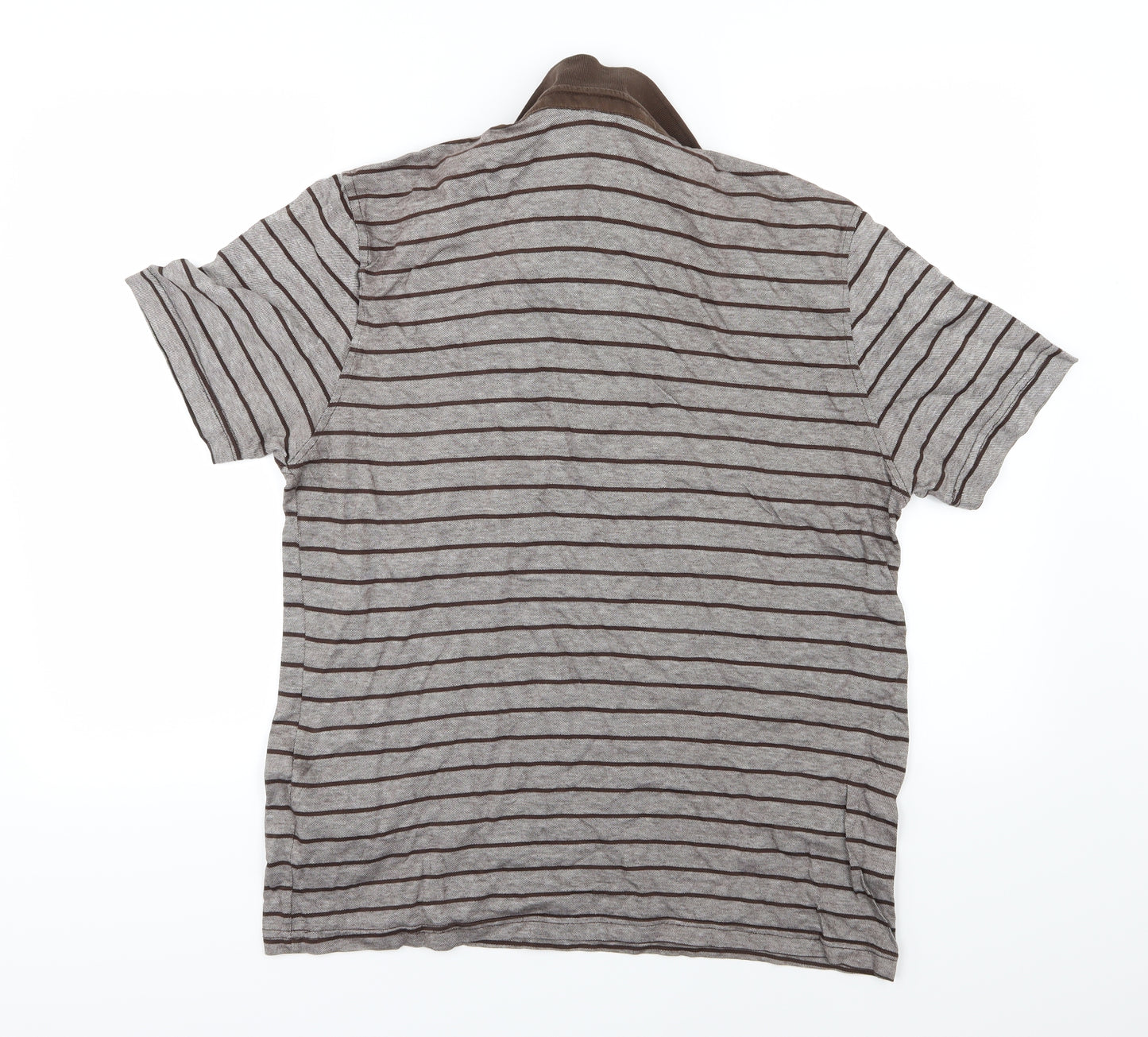 LC Waikiki Mens Brown Striped   Polo Size L