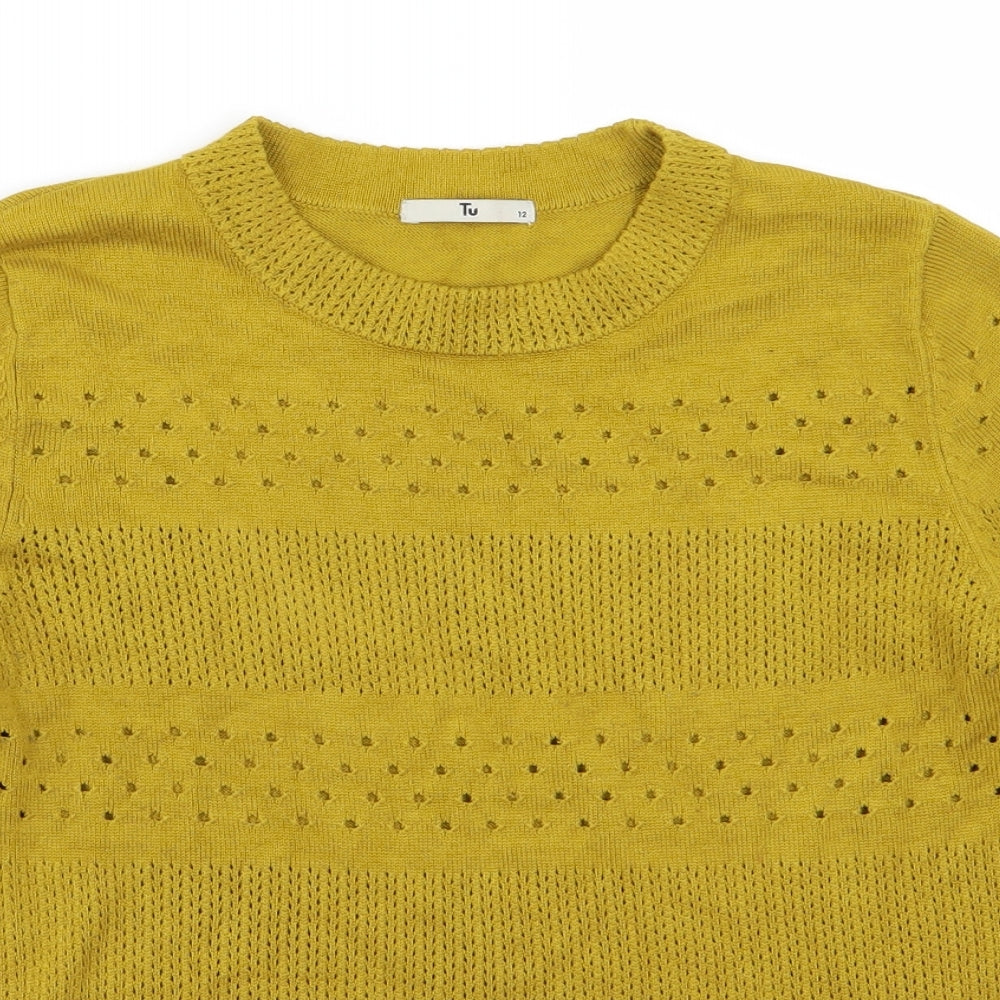 TU Womens Green  Knit Pullover Jumper Size 12