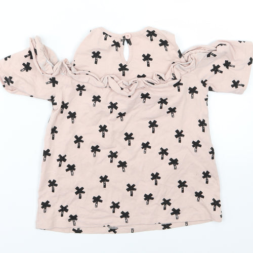 Mothercare Girls Pink  Jersey Basic T-Shirt Size 6-7 Years  - Cross