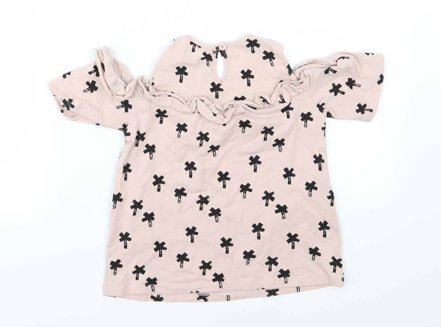 Mothercare Girls Pink  Jersey Basic T-Shirt Size 6-7 Years  - Cross