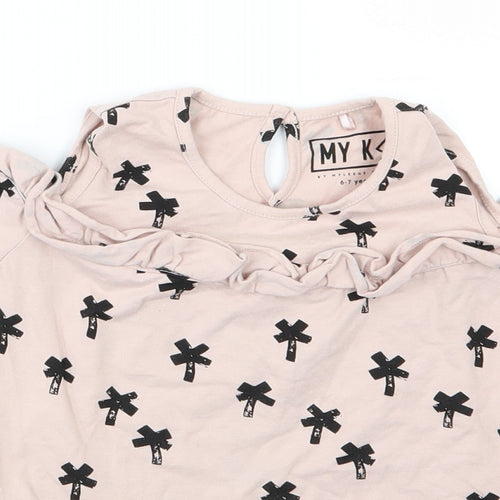 Mothercare Girls Pink  Jersey Basic T-Shirt Size 6-7 Years  - Cross