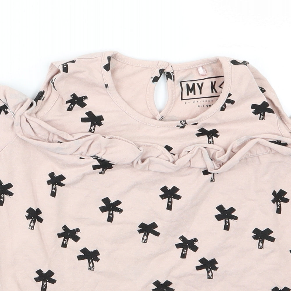 Mothercare Girls Pink  Jersey Basic T-Shirt Size 6-7 Years  - Cross