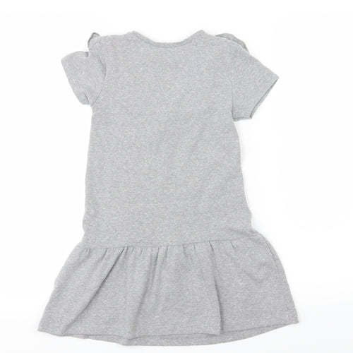 Mothercare Girls Grey  Jersey T-Shirt Dress  Size 6-7 Years  - Rabbit