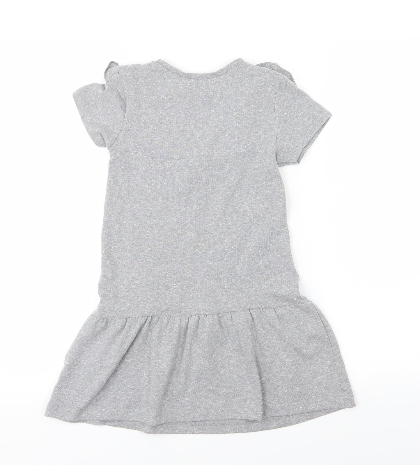 Mothercare Girls Grey  Jersey T-Shirt Dress  Size 6-7 Years  - Rabbit
