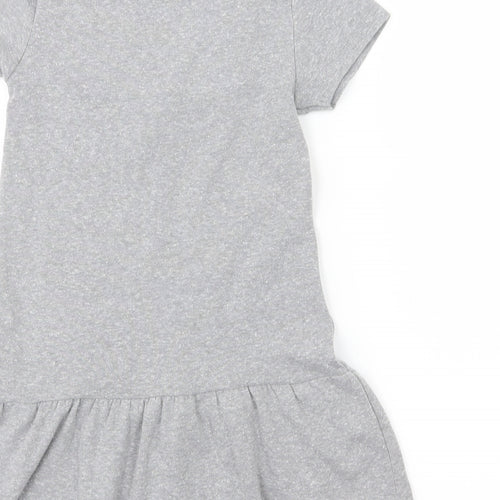Mothercare Girls Grey  Jersey T-Shirt Dress  Size 6-7 Years  - Rabbit