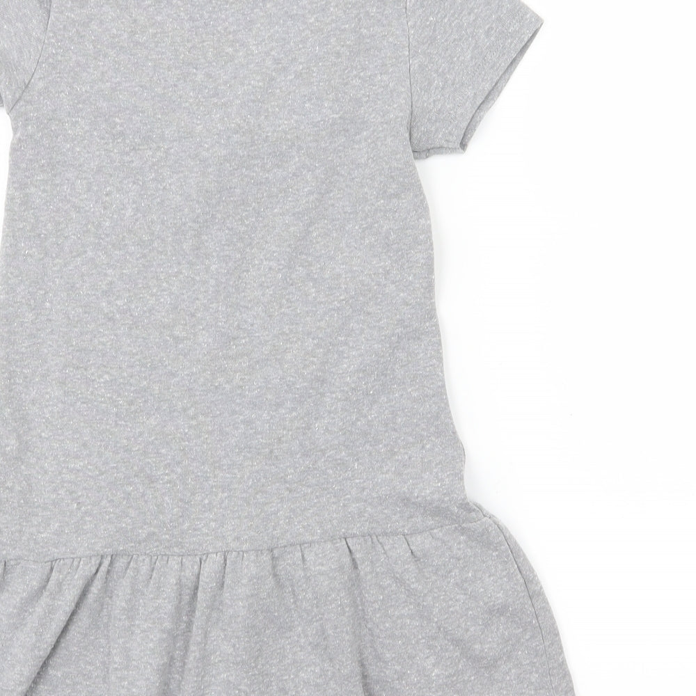 Mothercare Girls Grey  Jersey T-Shirt Dress  Size 6-7 Years  - Rabbit