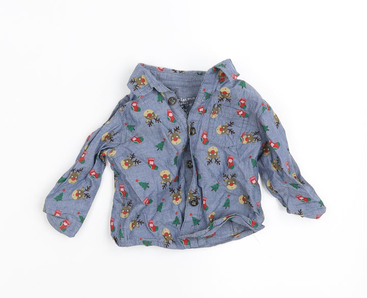 F&F Blue Basic Button-Up Size 3-6 Months