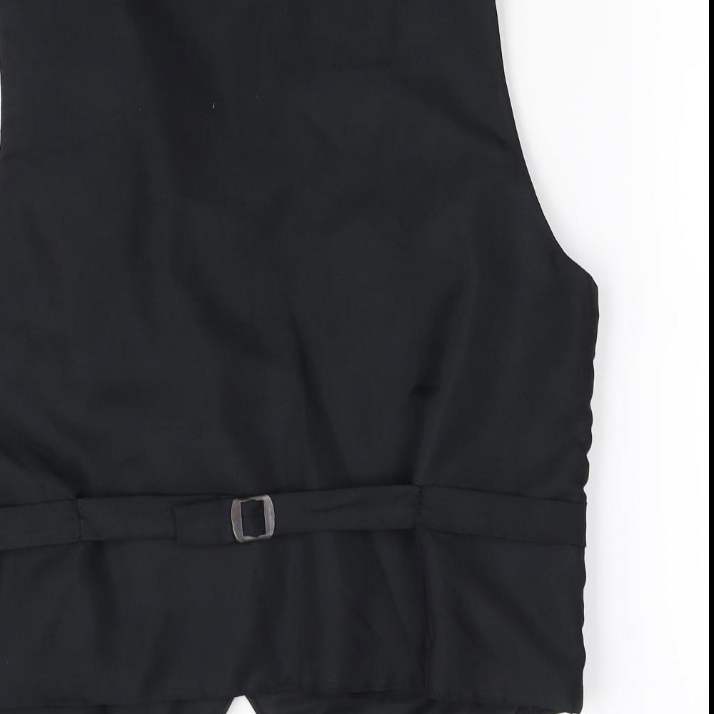 trader Mens Black   Jacket Suit Waistcoat Size M
