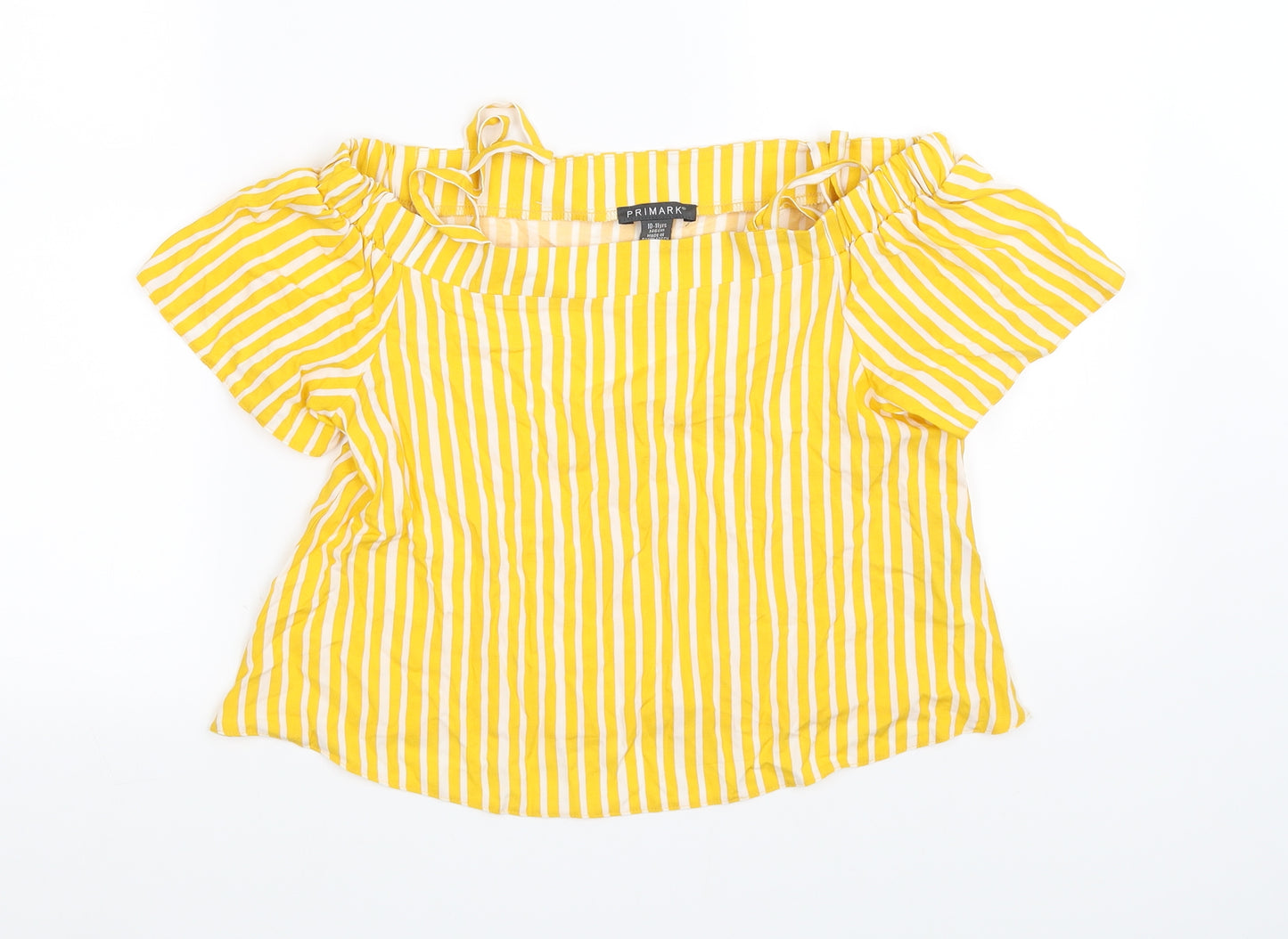 Primark Girls Yellow Striped  Basic Blouse Size 10-11 Years