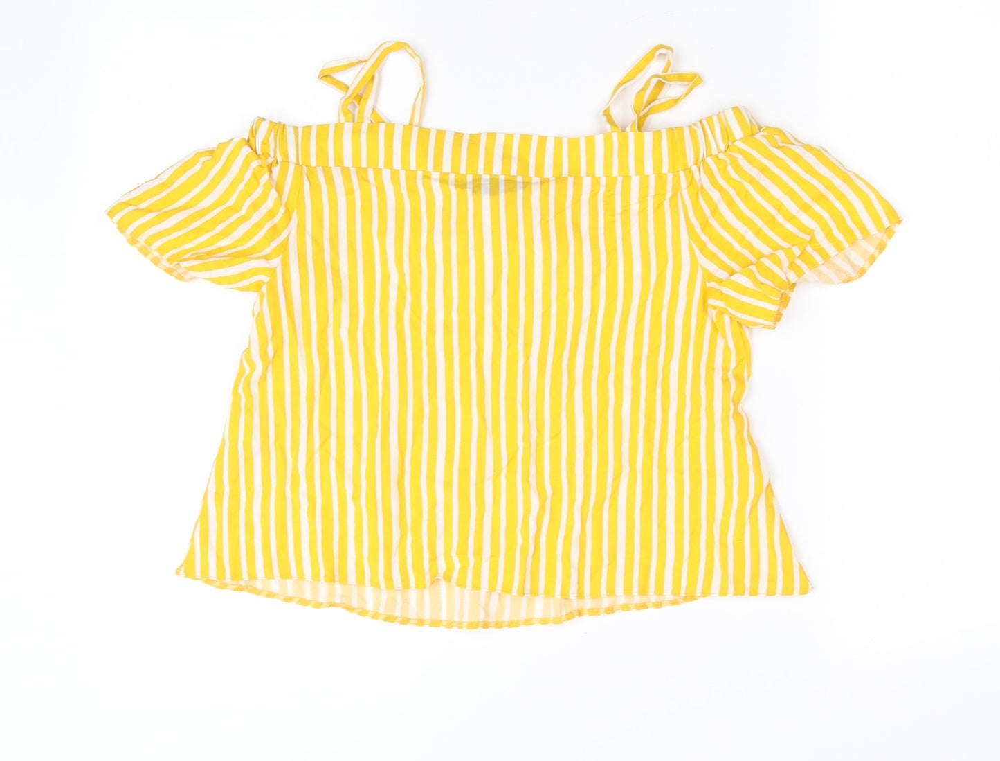 Primark Girls Yellow Striped  Basic Blouse Size 10-11 Years