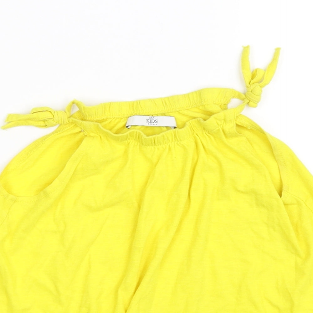 M&S  Girls Yellow   Basic T-Shirt Size 5-6 Years