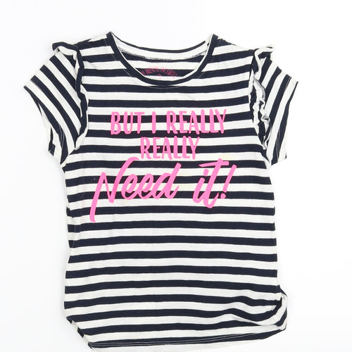 pre worn Girls Black Spotted  Basic T-Shirt Size 7 Years
