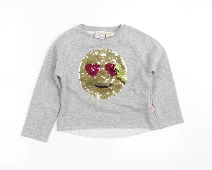 Emoji Girls Grey Pullover Jumper Size 5 Years