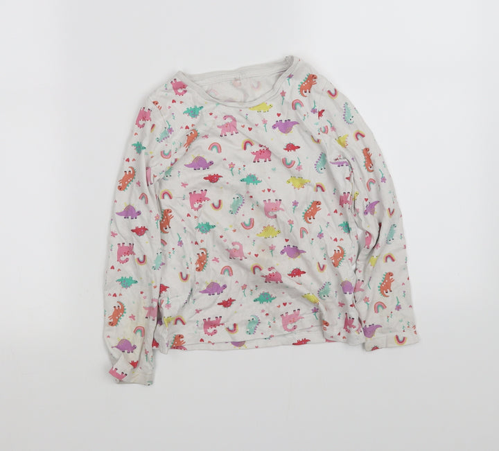 pre worn Girls White Solid Top Pyjama Top Size 5-6 Years