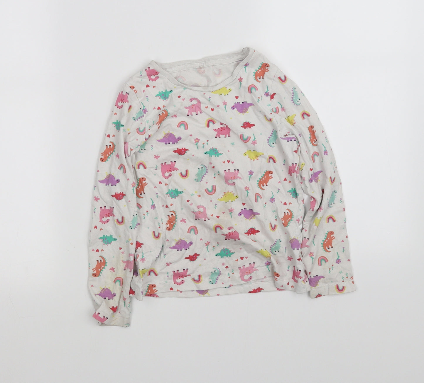 pre worn Girls White Solid  Top Pyjama Top Size 5-6 Years