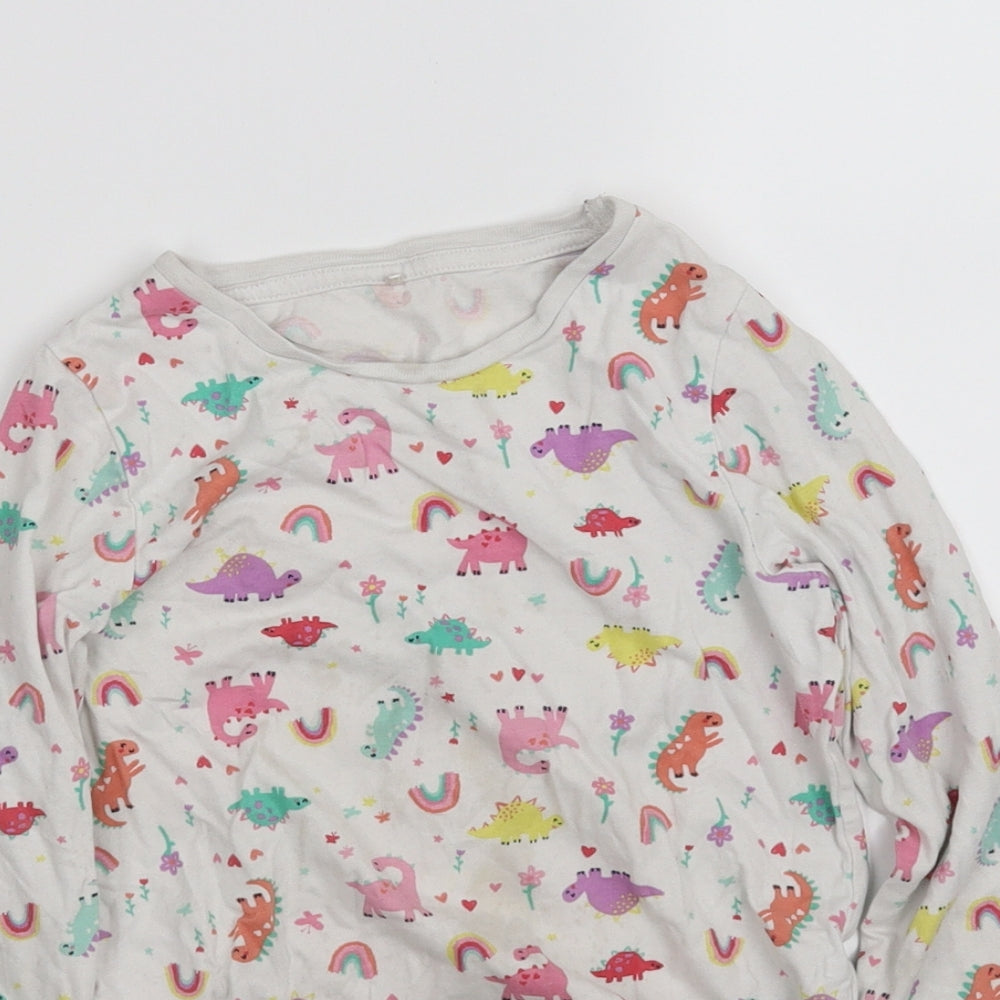 pre worn Girls White Solid  Top Pyjama Top Size 5-6 Years