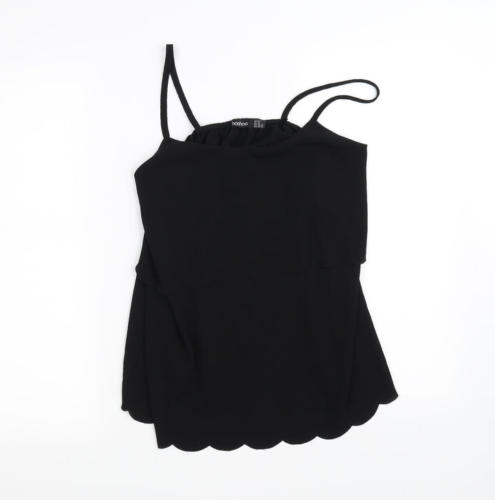 Boohoo Womens Black Basic Blouse Size 12