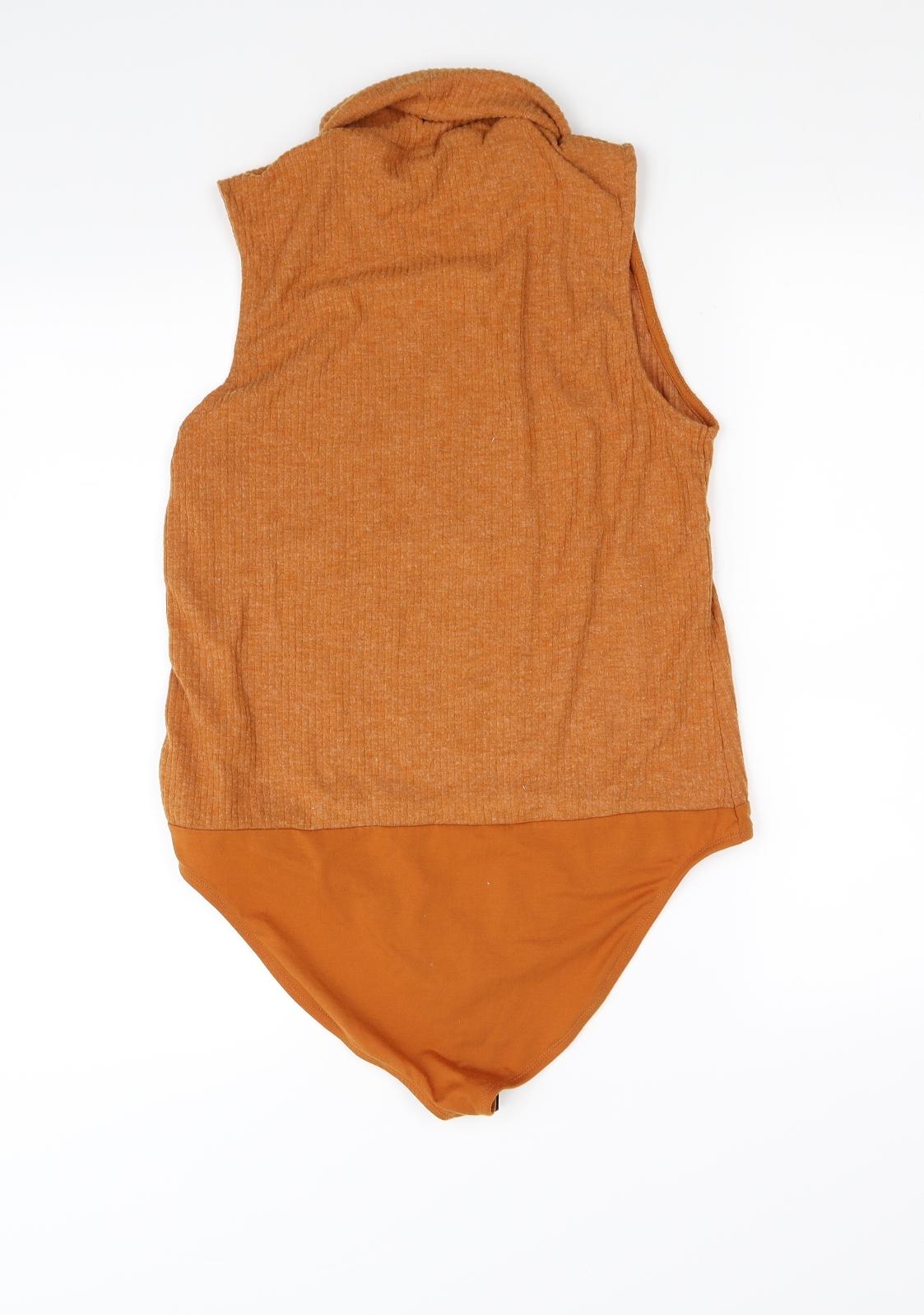 River Island Womens Orange Houndstooth  Basic T-Shirt Size 16