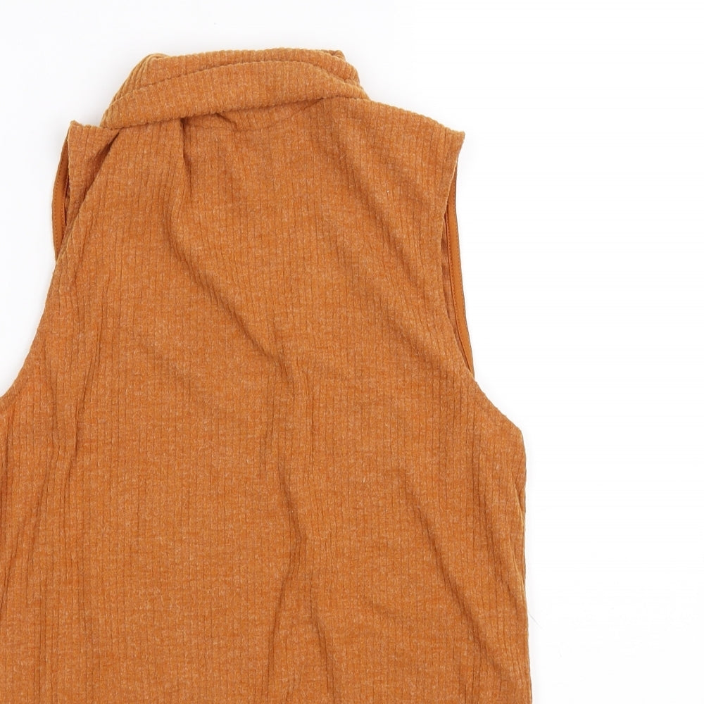 River Island Womens Orange Houndstooth  Basic T-Shirt Size 16