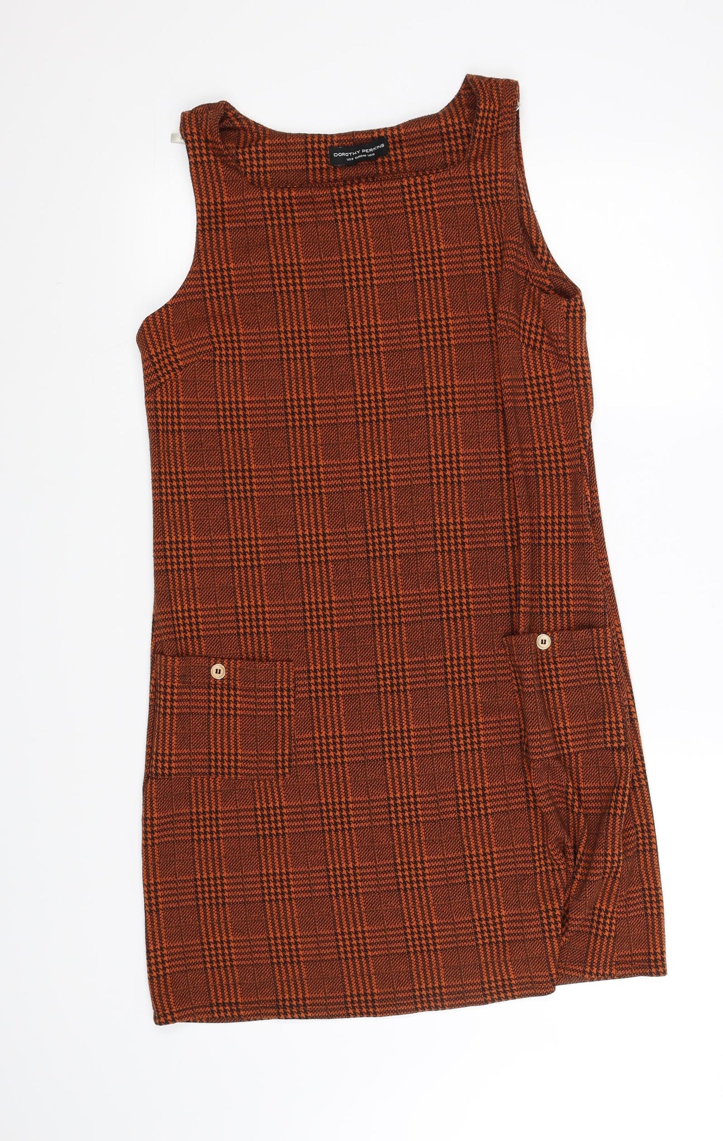 Dorothy Perkins Womens Orange Houndstooth  Fit & Flare  Size 8