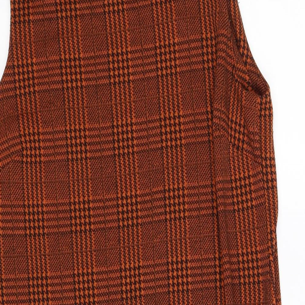 Dorothy Perkins Womens Orange Houndstooth  Fit & Flare  Size 8