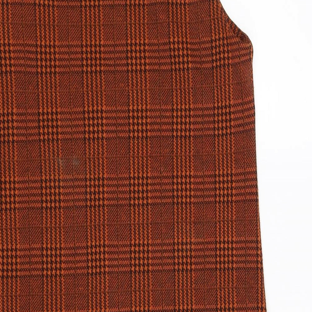 Dorothy Perkins Womens Orange Houndstooth  Fit & Flare  Size 8