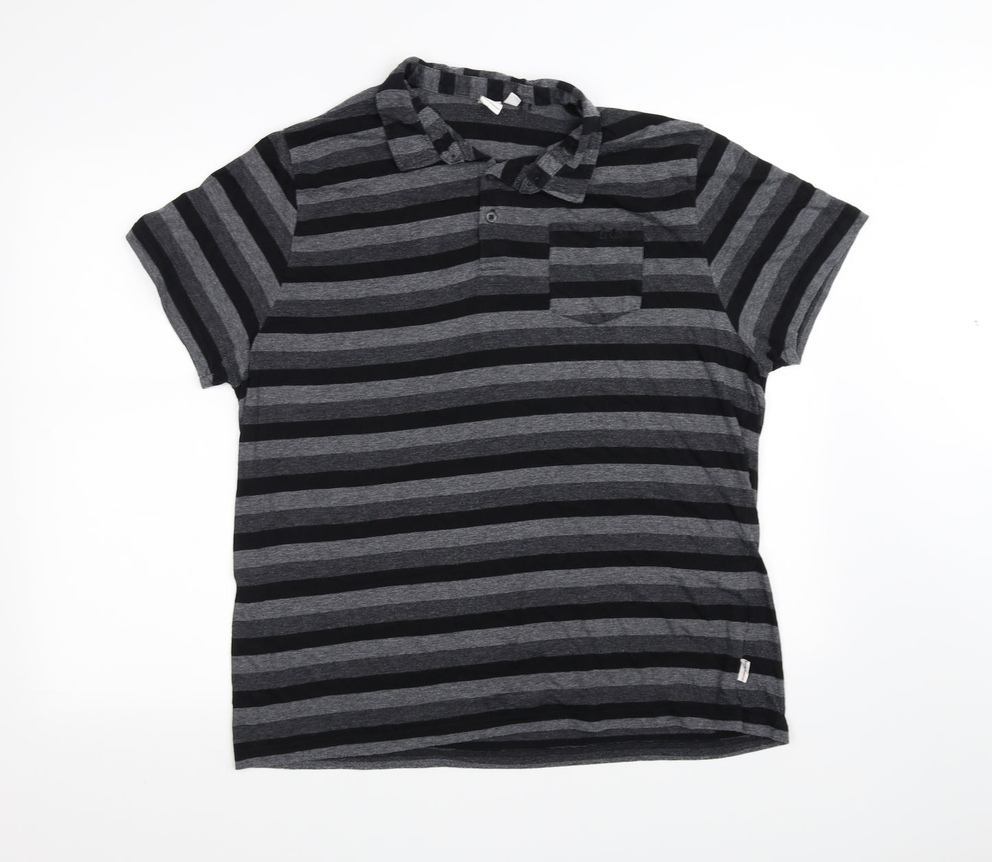 lee cooper  Mens Grey Striped   Polo Size XL