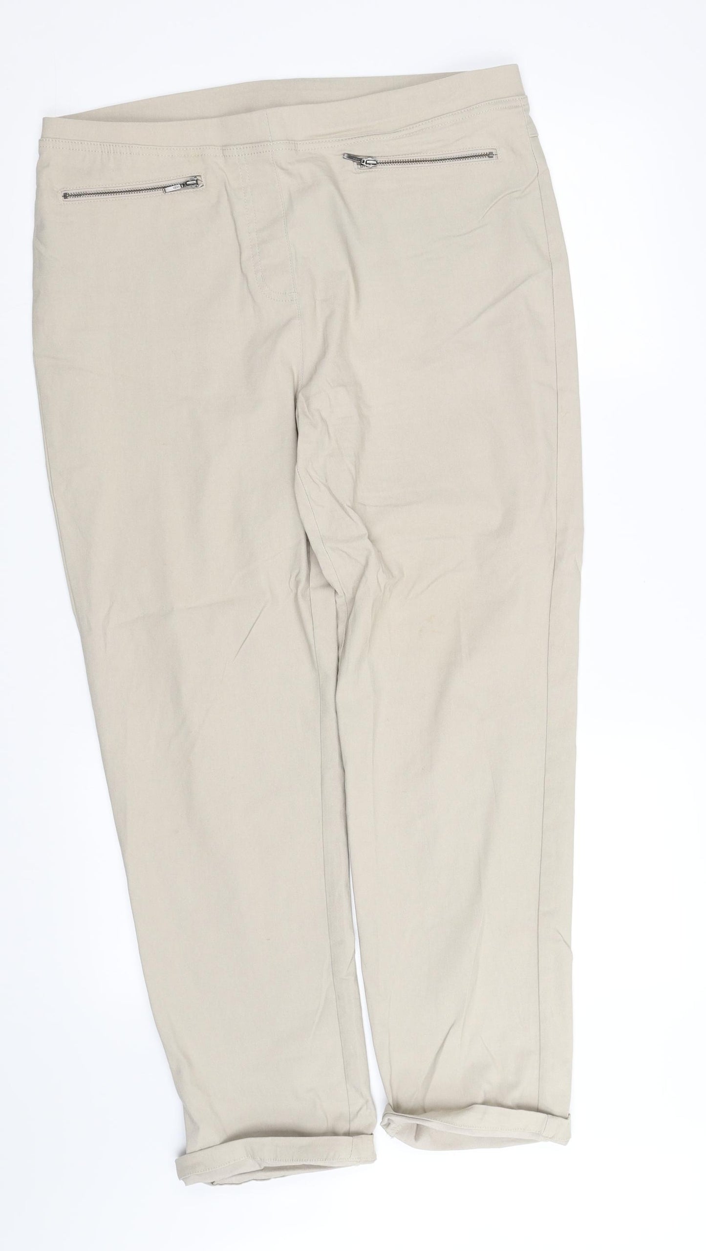 Cotton Womens Beige   Trousers  Size 16 L32 in