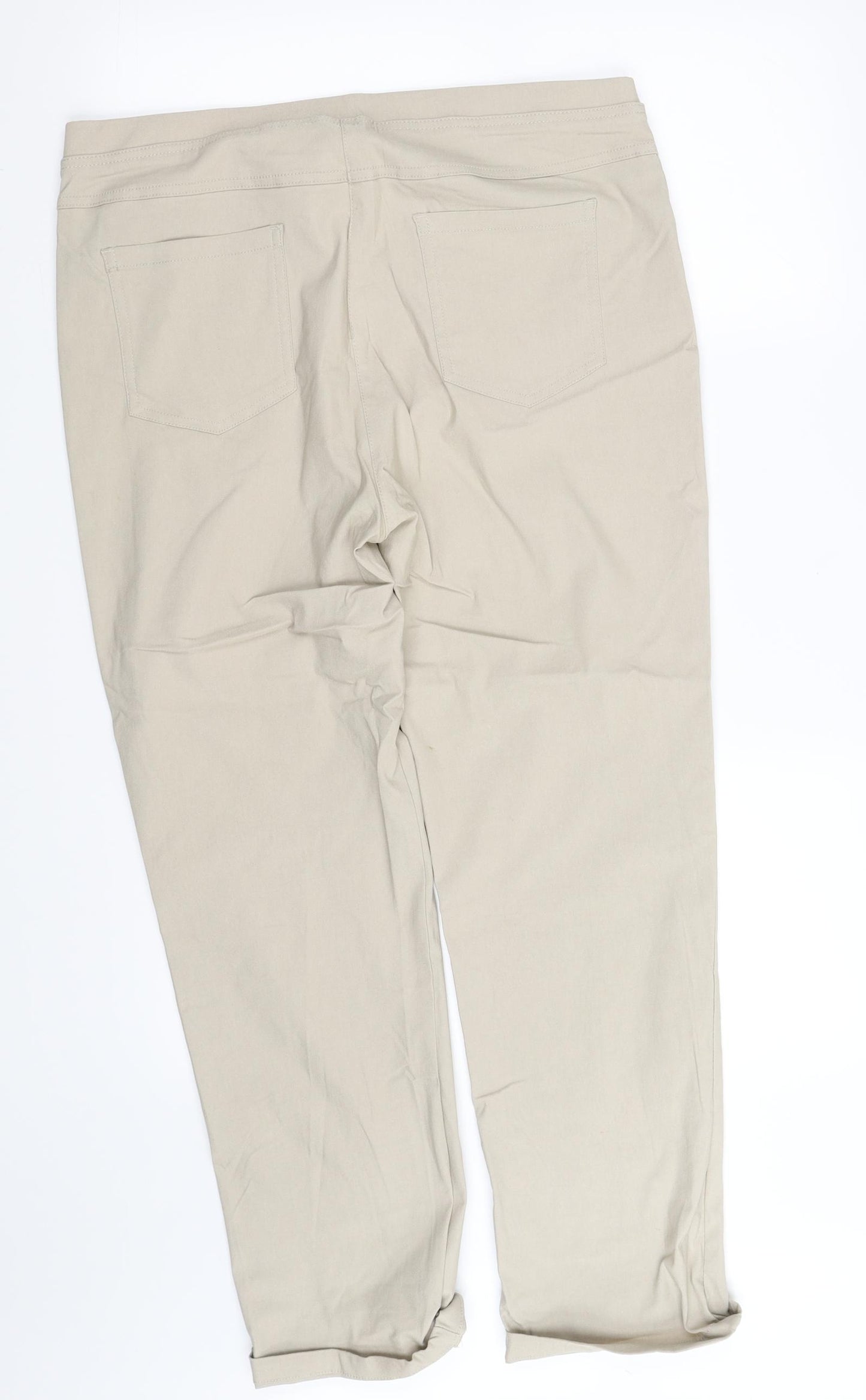 Cotton Womens Beige   Trousers  Size 16 L32 in