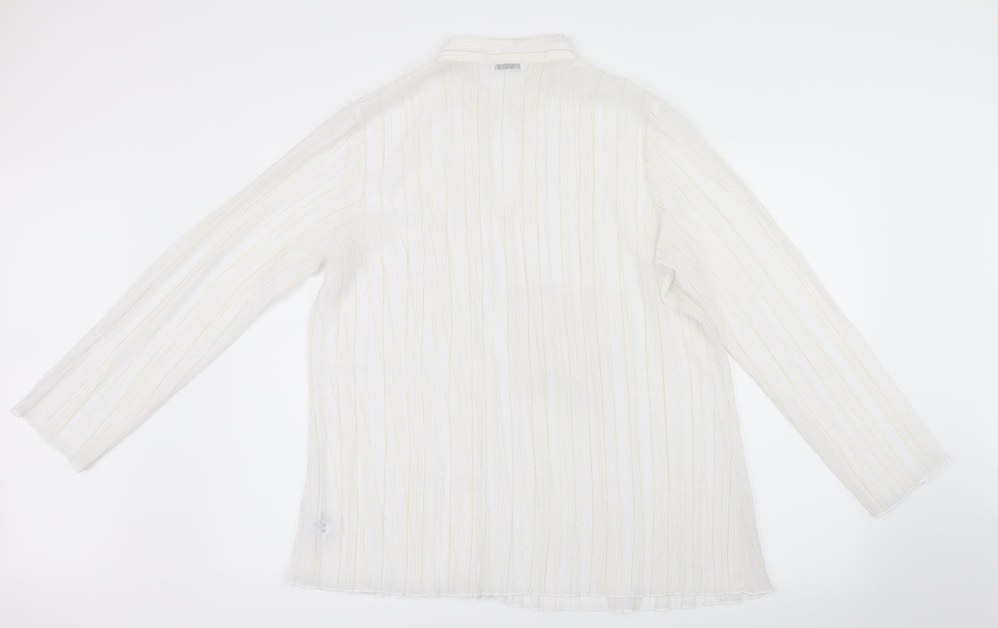 Canvas Womens White Striped Mesh Basic Blouse Size 16