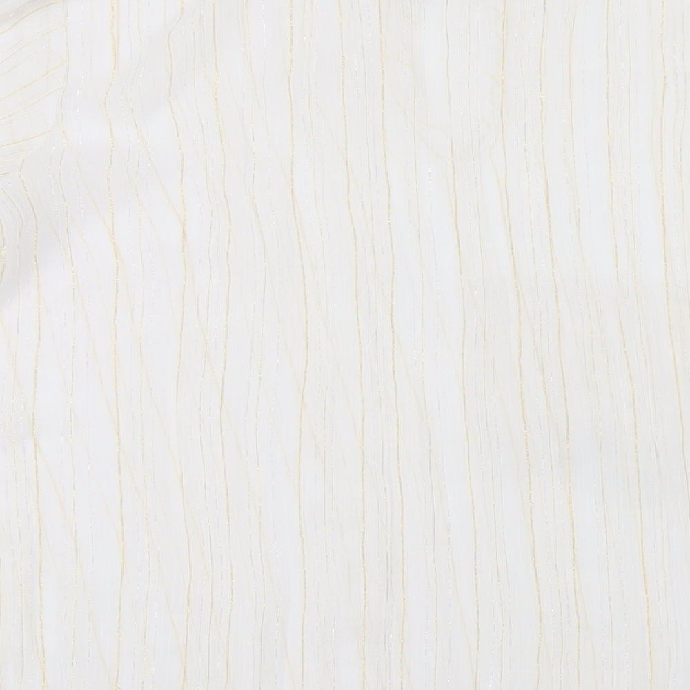 Canvas Womens White Striped Mesh Basic Blouse Size 16