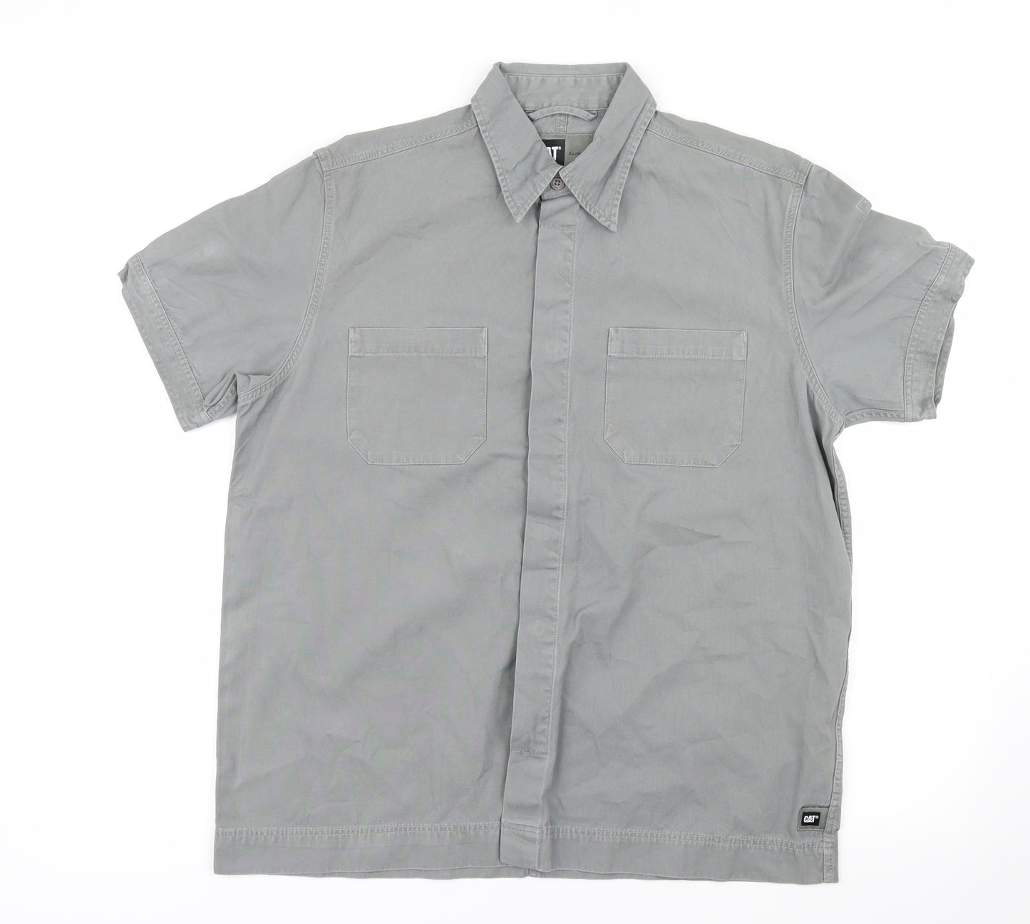 CAT Mens Grey    Button-Up Size S