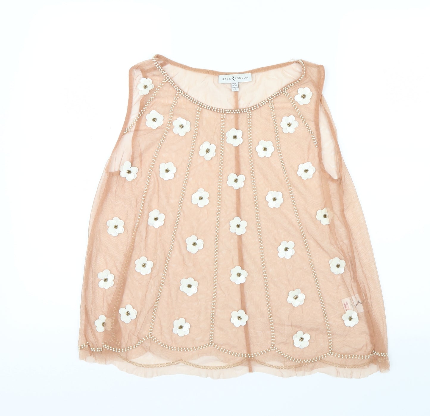 Rare London Womens Pink  Mesh Basic Blouse Size 12  - Floral