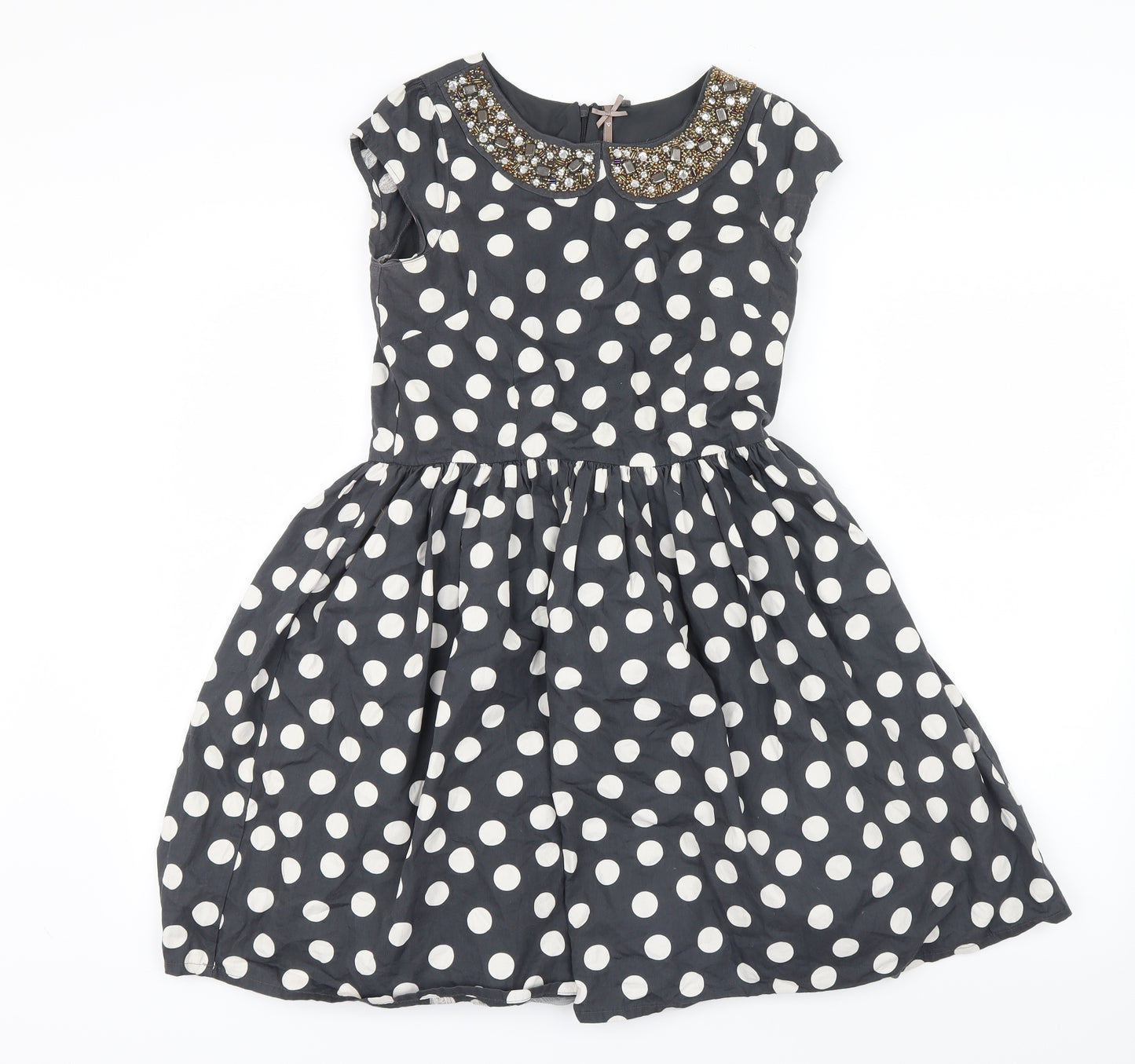 NEXT Girls Grey Polka Dot  Shirt Dress  Size 12 Years