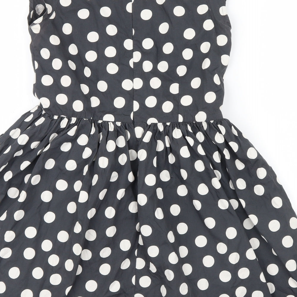 NEXT Girls Grey Polka Dot  Shirt Dress  Size 12 Years
