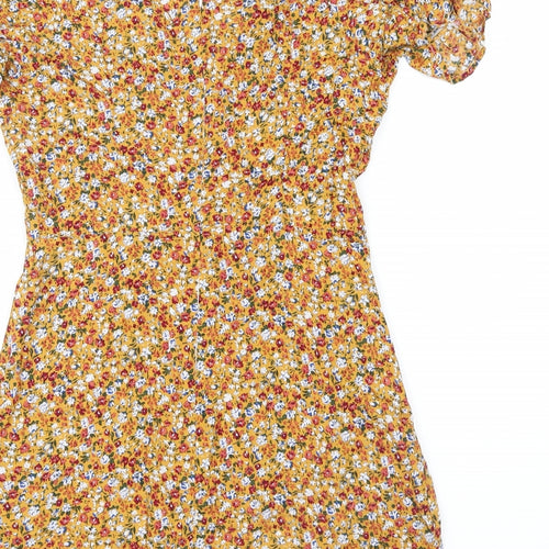 SheIn Womens Orange Floral  T-Shirt Dress  Size M