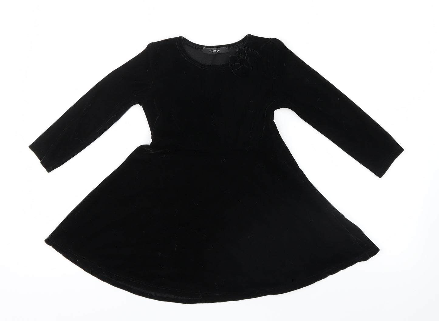 George Girls Black  Velvet Fit & Flare  Size 4-5 Years