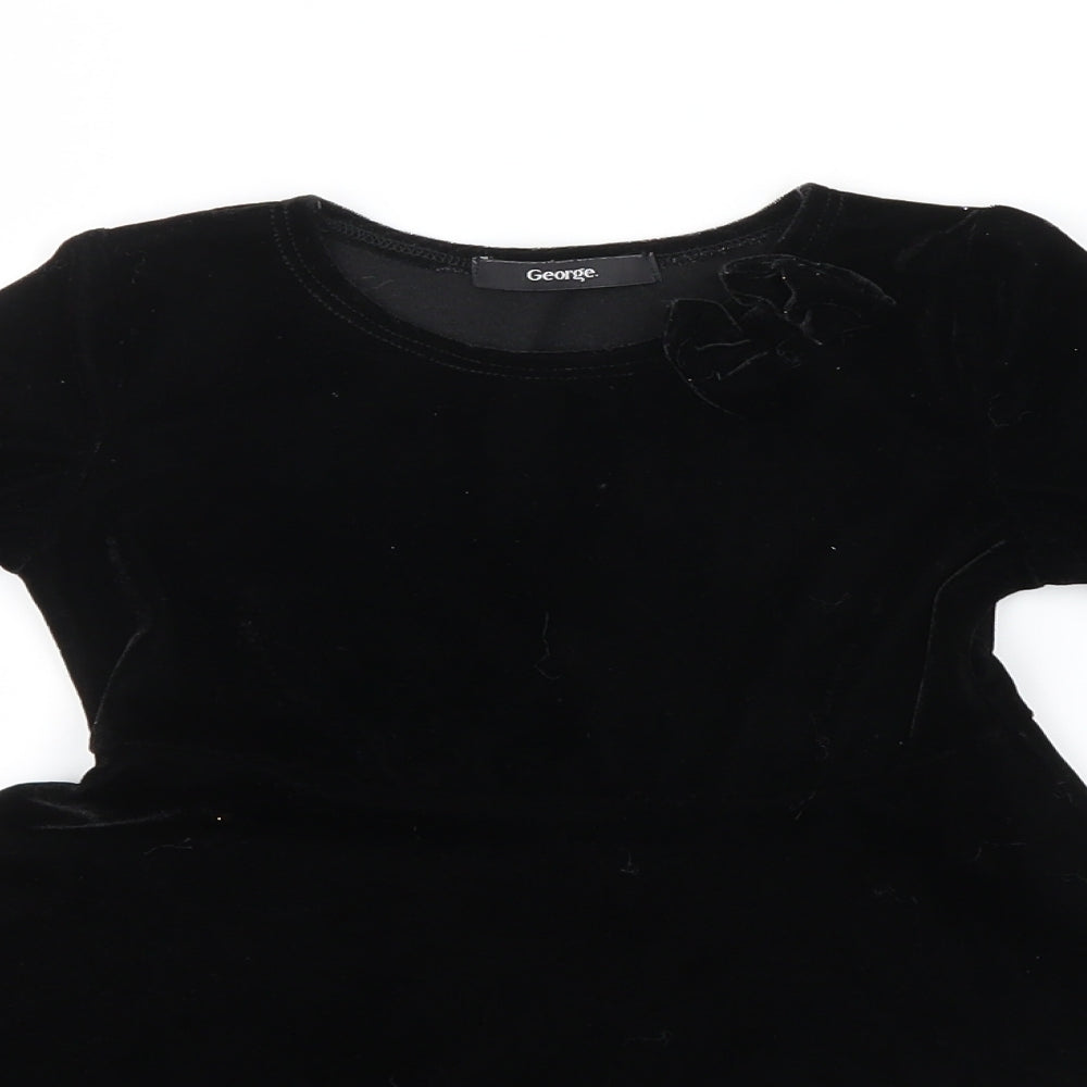 George Girls Black  Velvet Fit & Flare  Size 4-5 Years