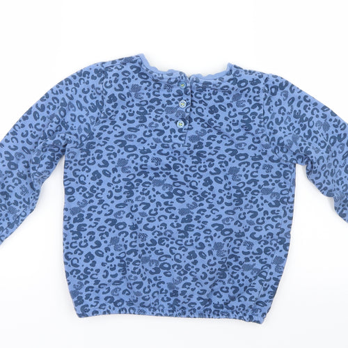 Mini Club Girls Blue Animal Print Knit Pullover Jumper Size 4-5 Years