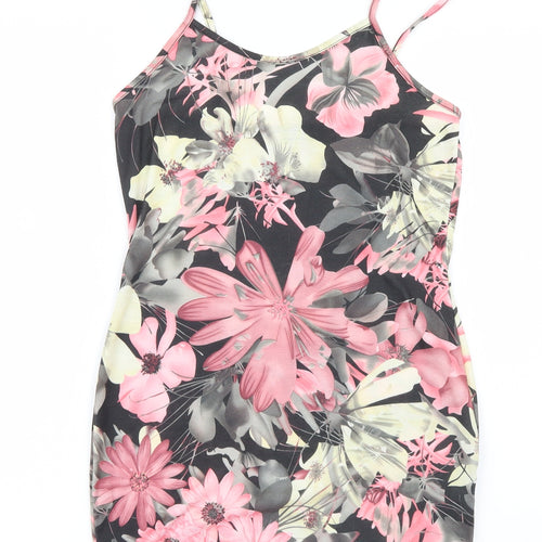 PRETTYLITTLETHING Womens Pink Floral  T-Shirt Dress  Size 10
