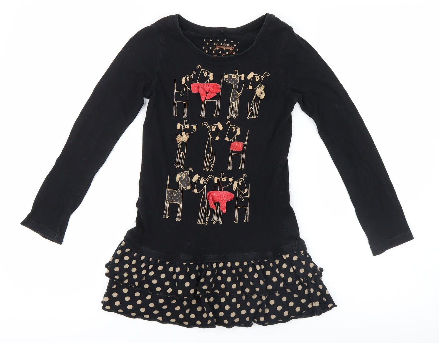 NEXT Girls Black   Shirt Dress  Size 7 Years  - Dogs