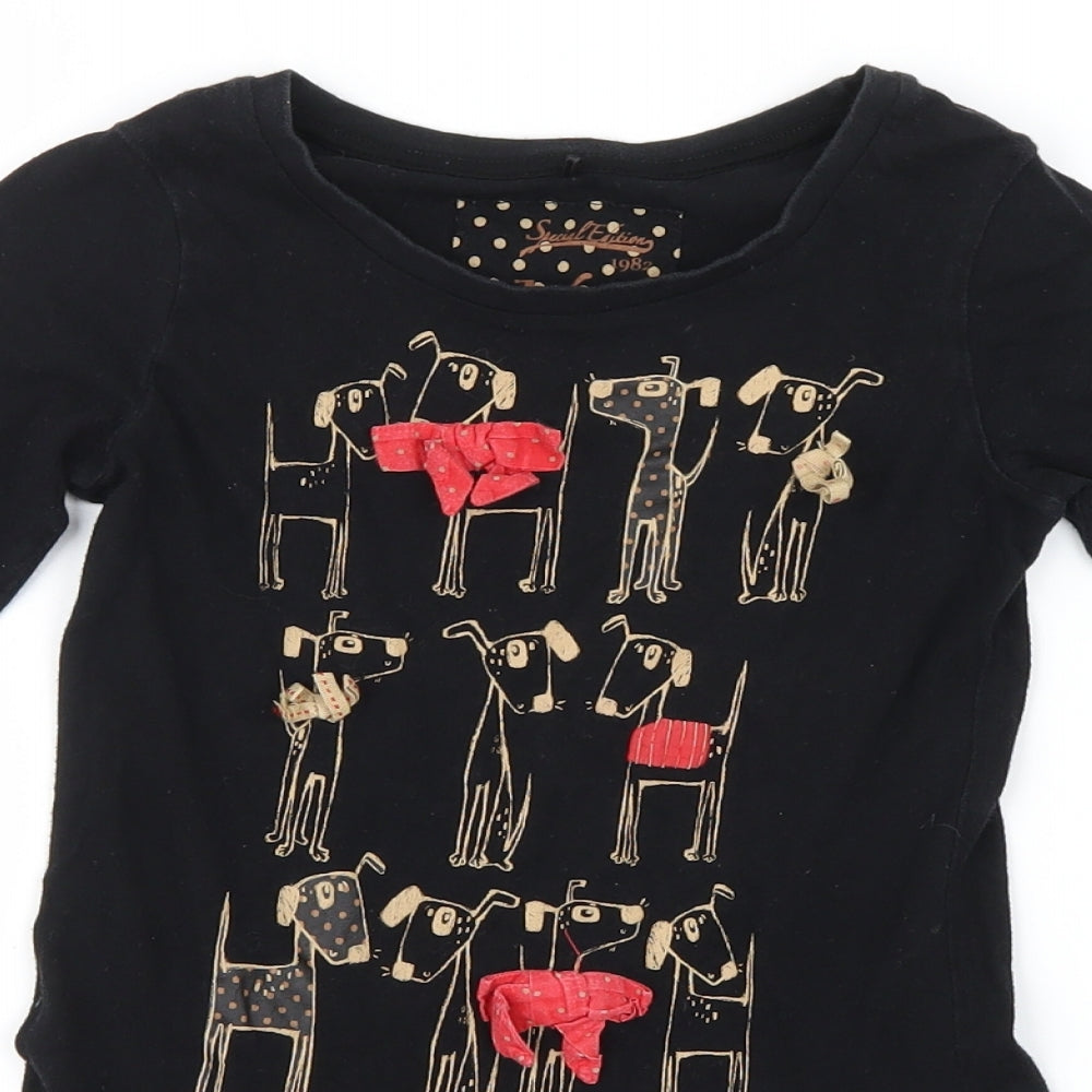 NEXT Girls Black   Shirt Dress  Size 7 Years  - Dogs