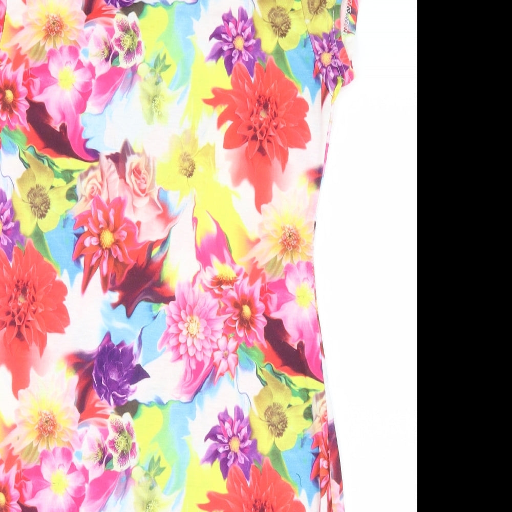 Boohoo Womens Pink Floral  T-Shirt Dress  Size 12