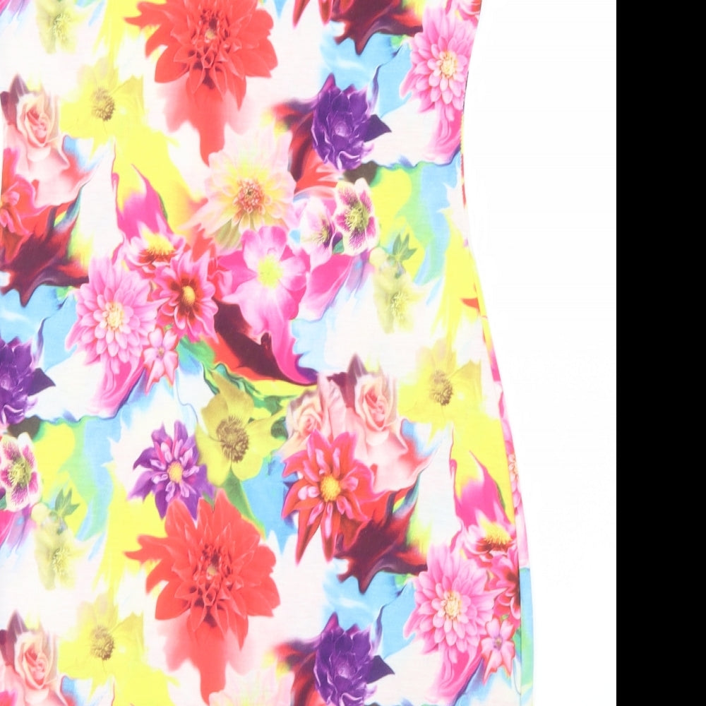 Boohoo Womens Pink Floral  T-Shirt Dress  Size 12